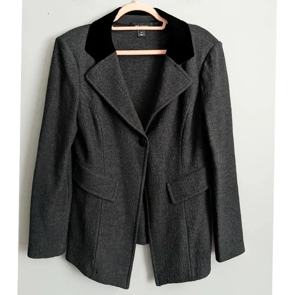 St. John Velvet Collar Single Button Blazer - Picture 1 of 8